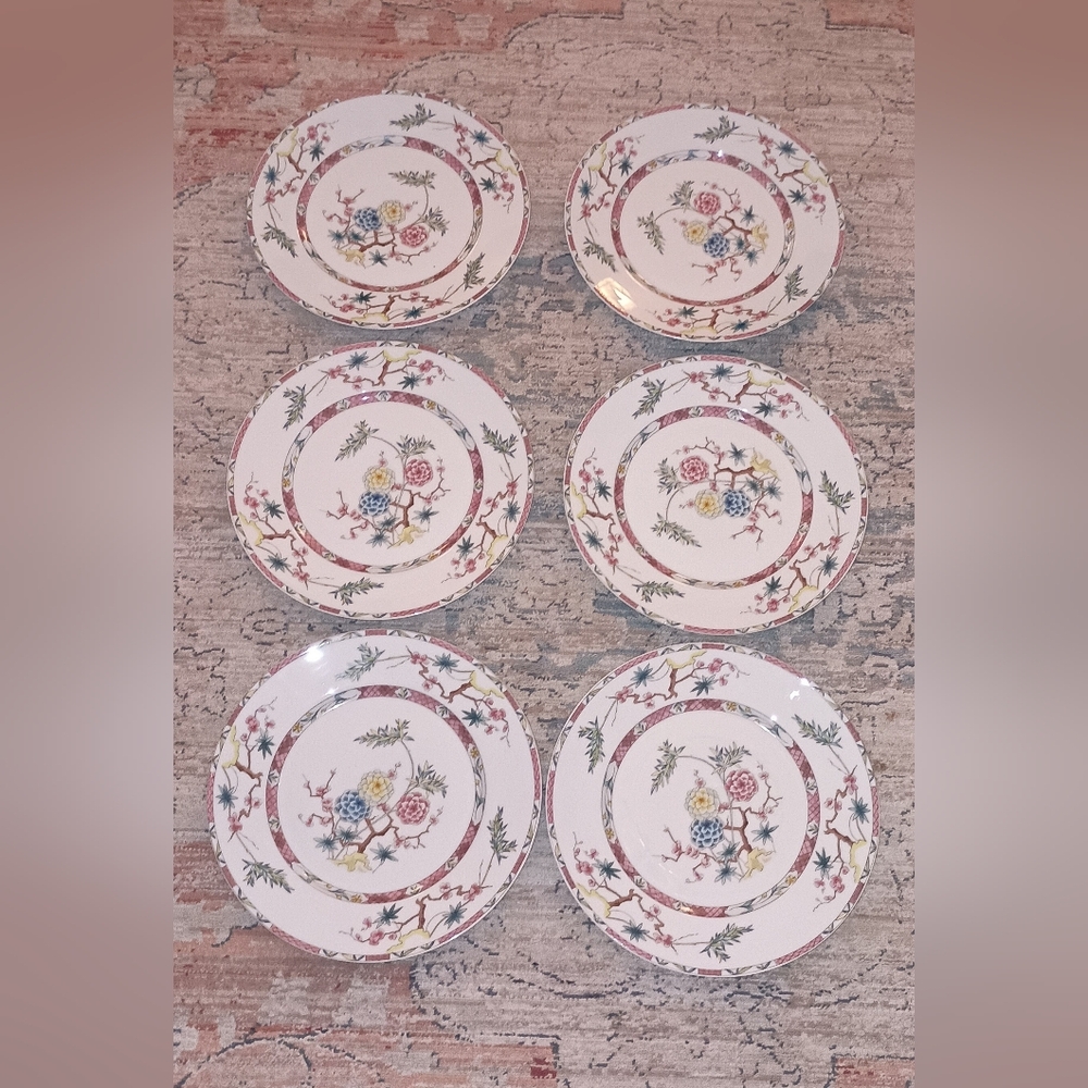 Rare Limoges by Jammet Seignolles  Singapore Asian Peony Tree Plates